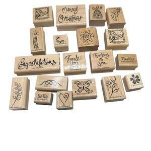 VTG Set of 19 XMAS Stampin Up Rubber Stamps Christmas Greeting Card Scrapbooking